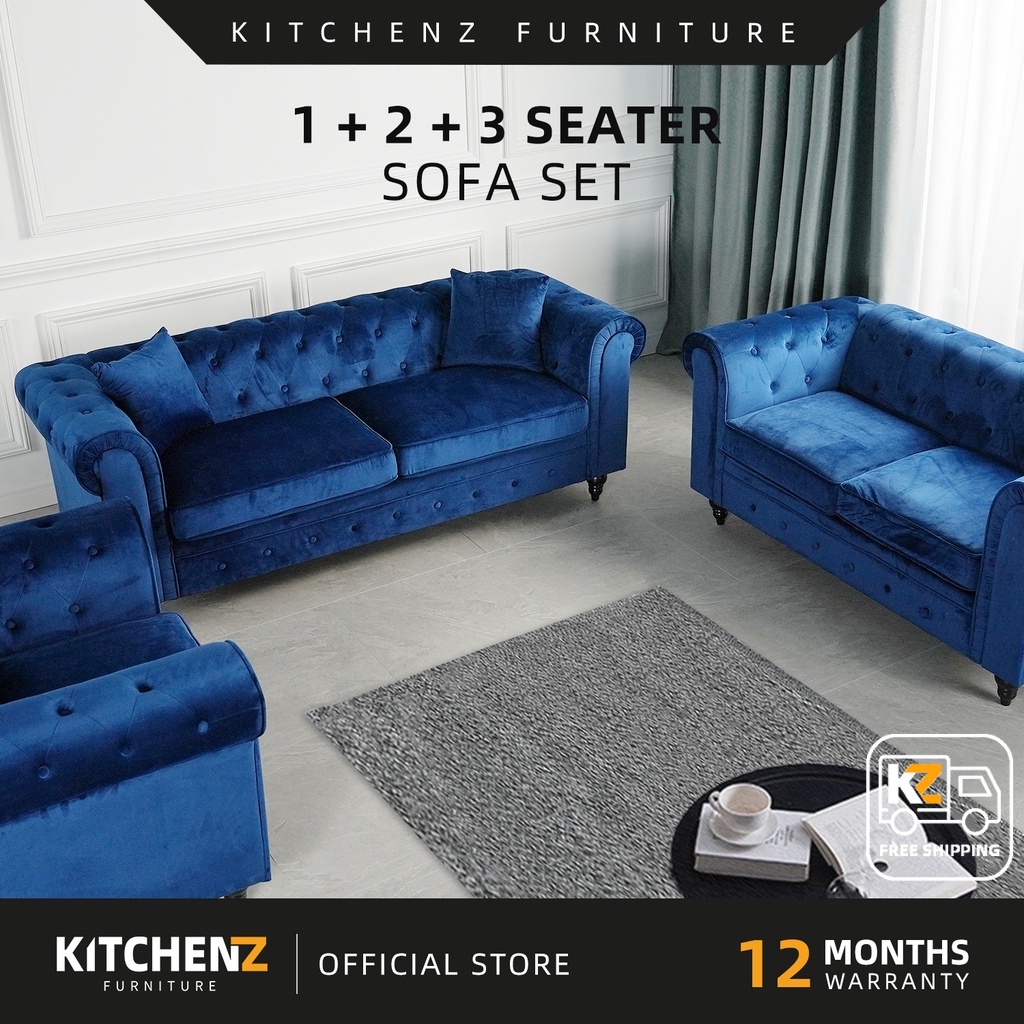 [FREE Shipping] KitchenZ Chesterfield Sofa1+2+3 Seater Sofa Set Modern