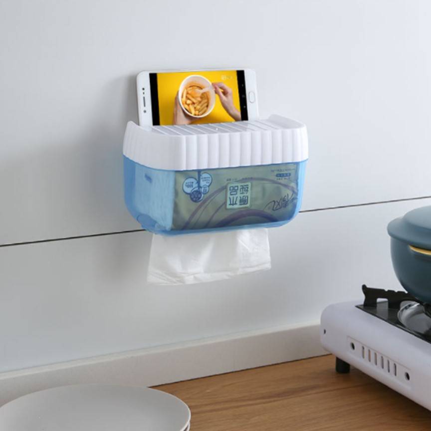 Drill free Toilet Paper Holder Box Waterproof Storage Toilet Paper