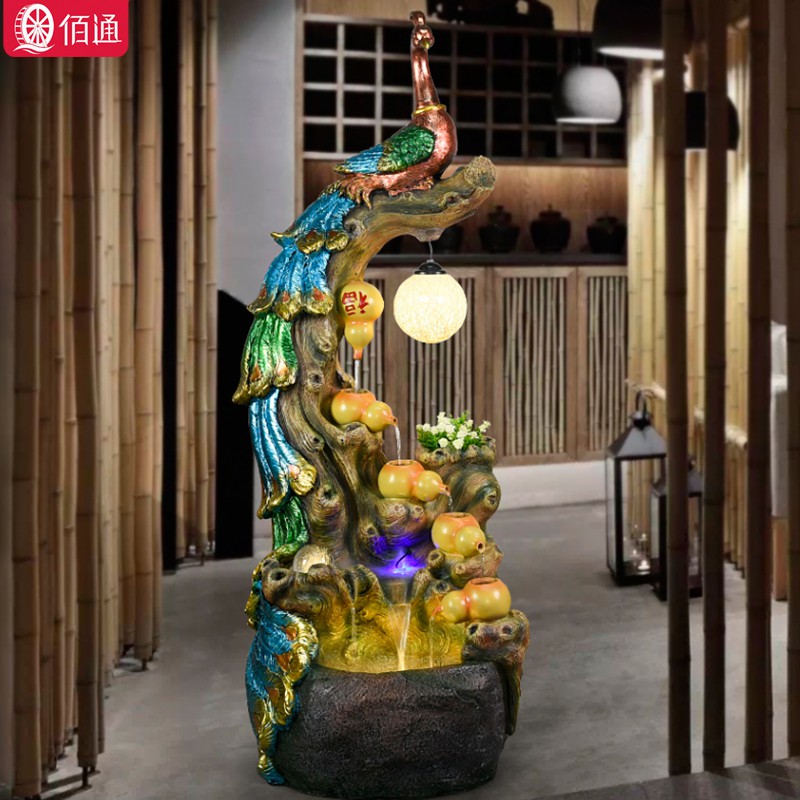Landing peacock big fish pond living room fountain water