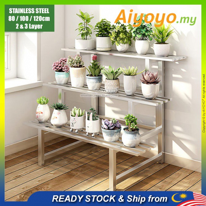 Stainless Steel Flower Rack Multi Layer Plant Holder Rak Bunga Plant