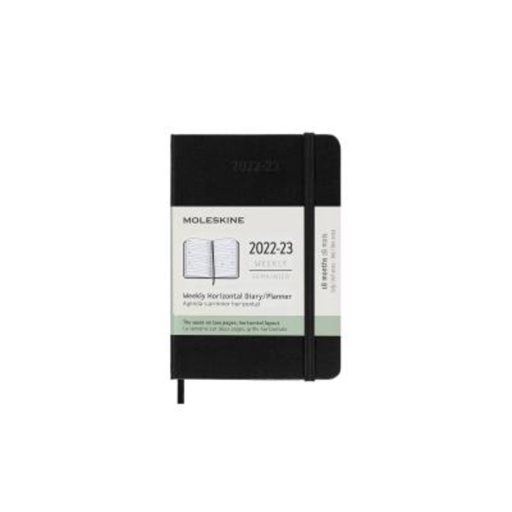 [English] Moleskine 2023 Weekly Horizontal Planner, 18m, Pocket, Black, Hard Cover (3.5 X by