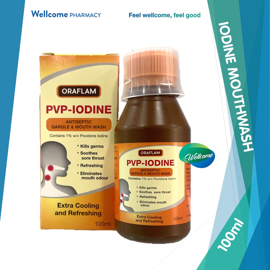 Oraflam PVPIodine Antiseptic Gargle & Mouthwash 100ml [Fast Delivery
