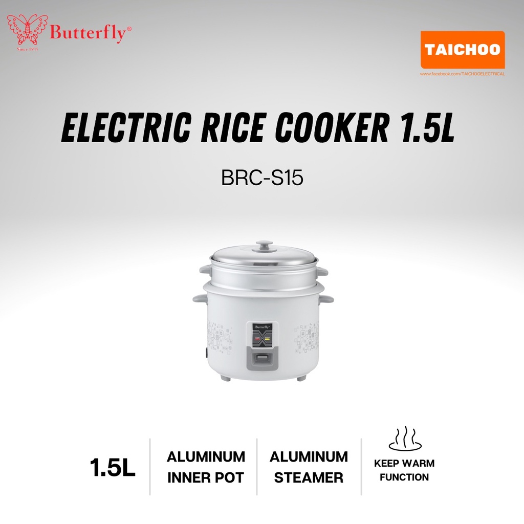 Butterfly Electric Rice Cooker 1.5L BRCS15 Shopee Malaysia