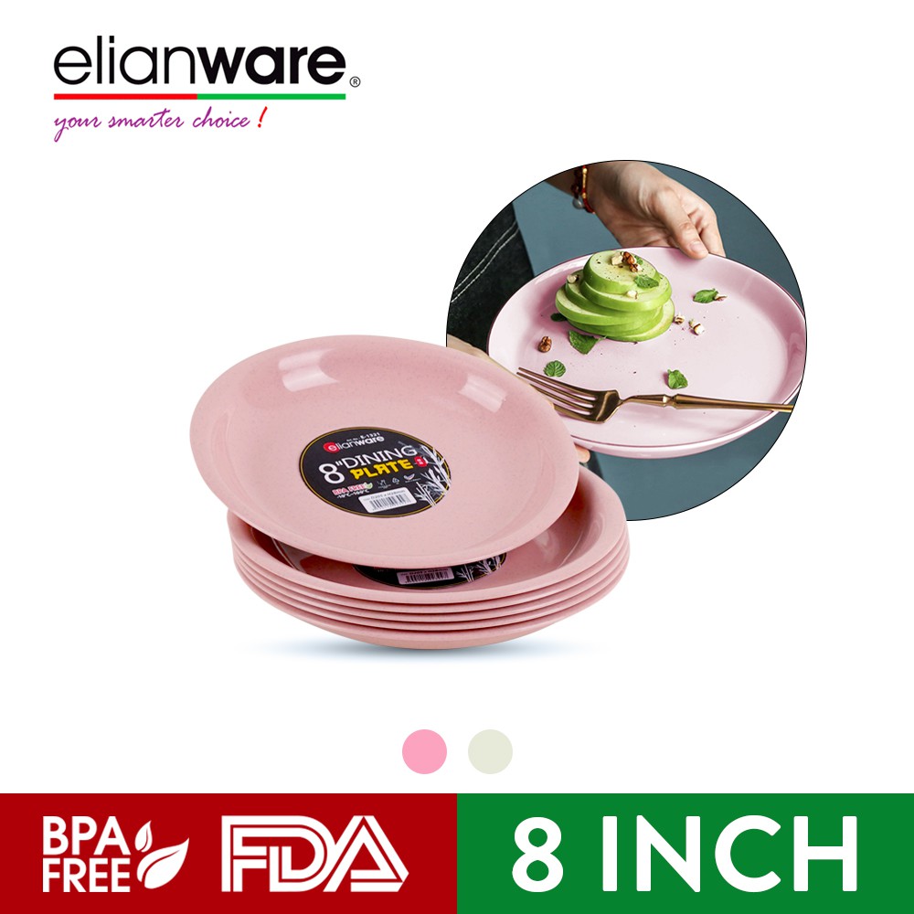 Elianware 8" Marble Dining Plate Rice Dish Dinnerware Plate Pinggan Set