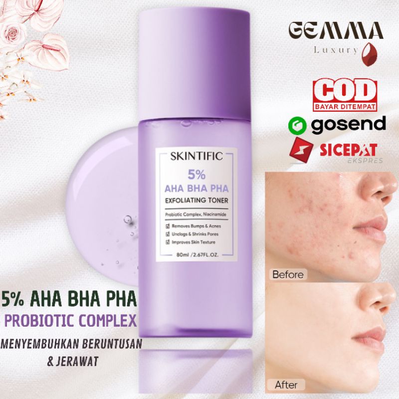 Skintific 5 AHA BHA PHA EXFOLIATING TONER SKIN Exfolition GLOW AND SMOOTH WITH NIACINAMIDE