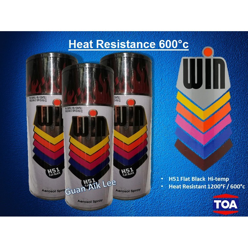 TOA Win Spray Aerosol Spray Paint HItam / Silver Tahan Panas Hitemp