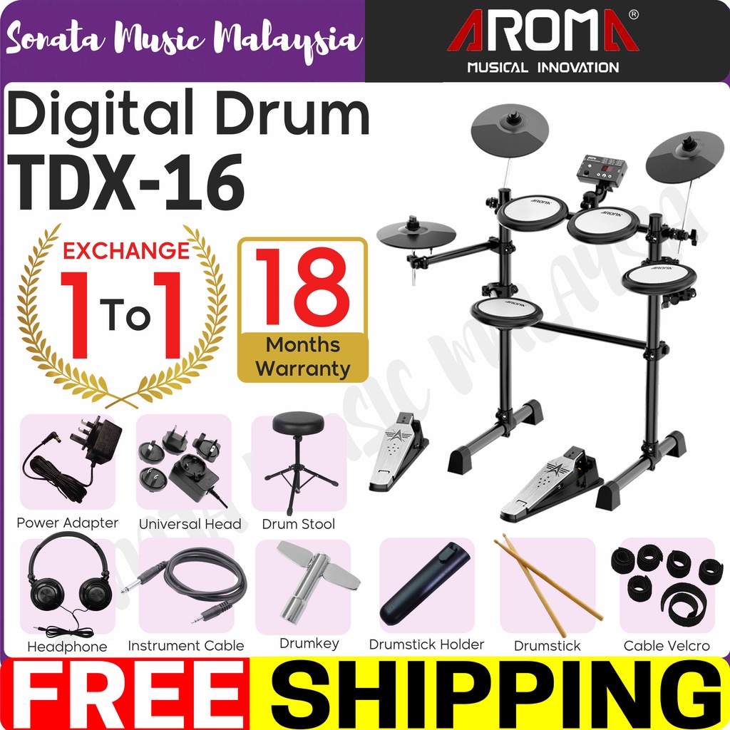 Aroma New TDX16 Electronic Drums Kit Complete Set digital drum Home