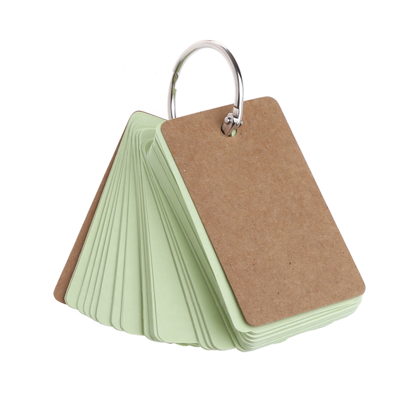 √ Learning Card Kraft Paper Binder Ring Easy Flip Flash Cards Study