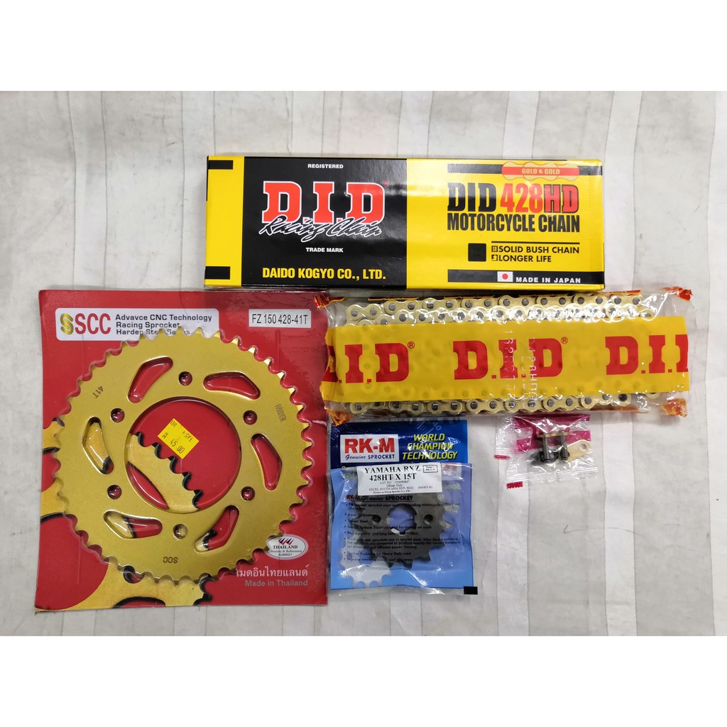 Ori DID Y15 CHAIN + SPROCKET (HARDEN STEEL) SCC RKM GOLD RANTAI 428HD132L Y15ZR Y150 Y150ZR