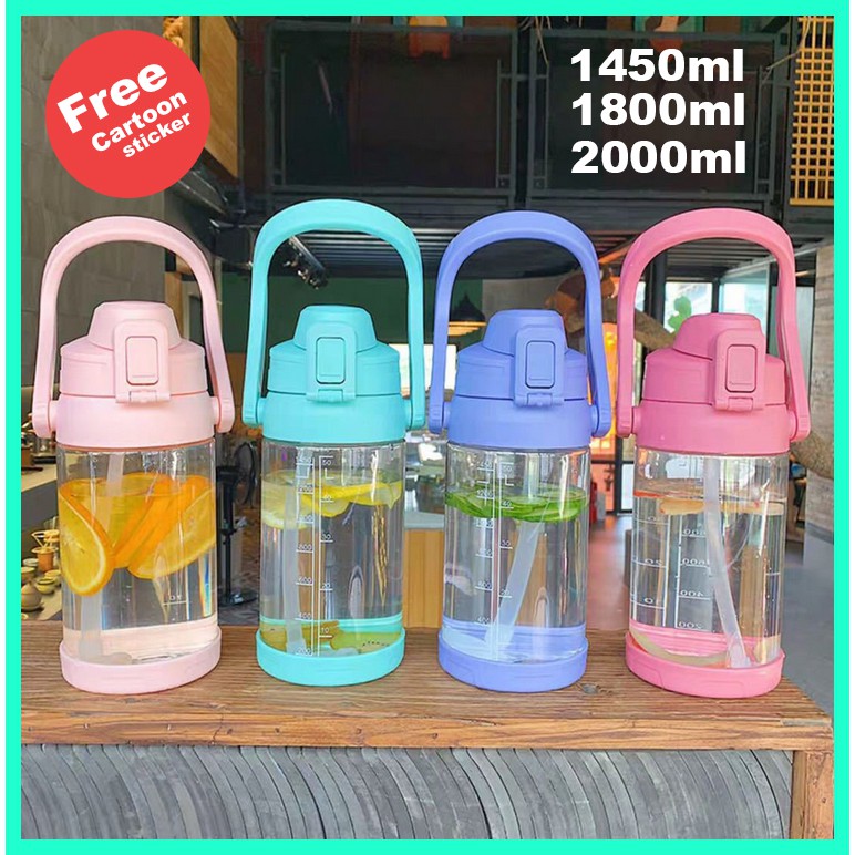 [Ready Stock ] Large Capacity Water Bottle 2000mL Portable Food Grade