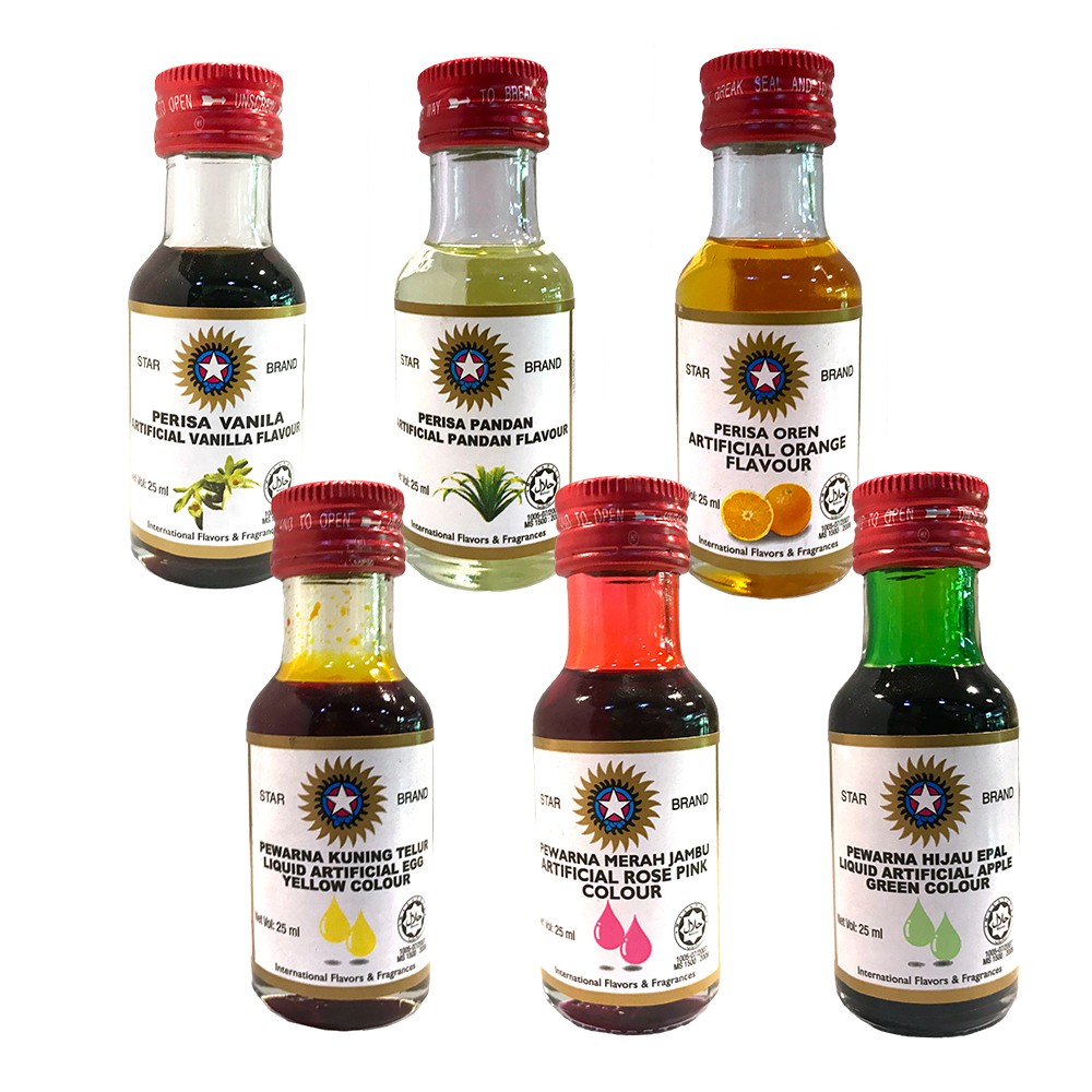 PERISA & PEWARNA MAKANAN STAR BRAND [VANILA/PANDAN/OREN/KUNING TELUR