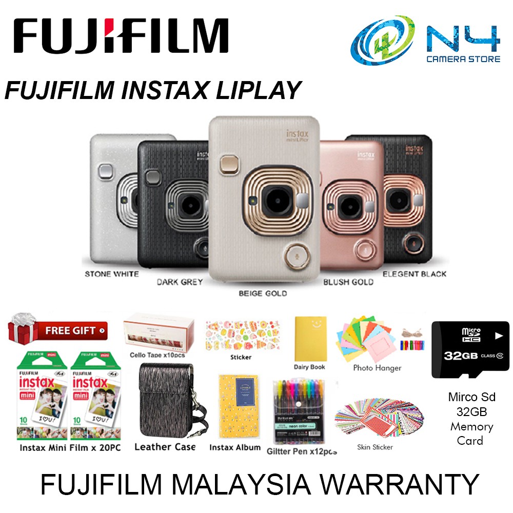 Fujifilm Instax Mini LiPlay + Film (20 Pcs) + Leather Case + Memory