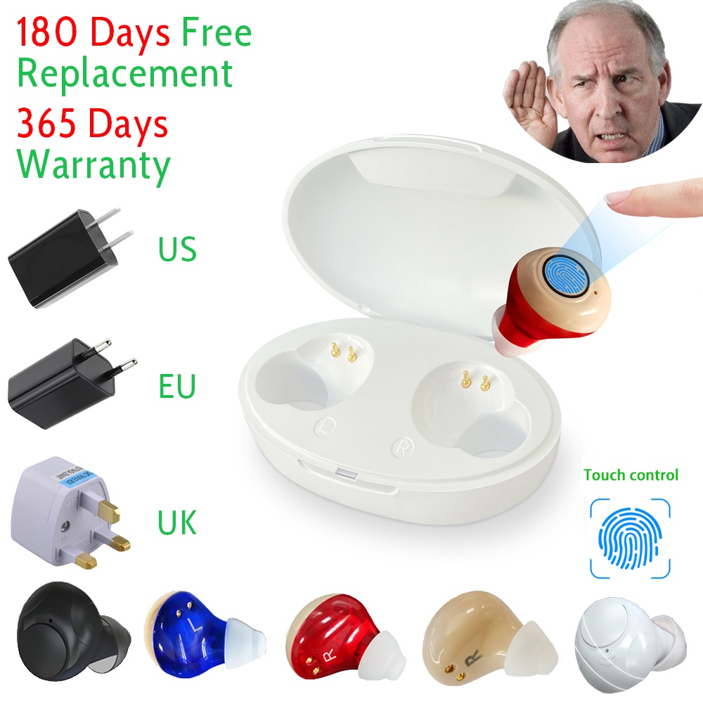 Pair Rechargeable Hearing Aids Earphones Elderly Deafness Noise
