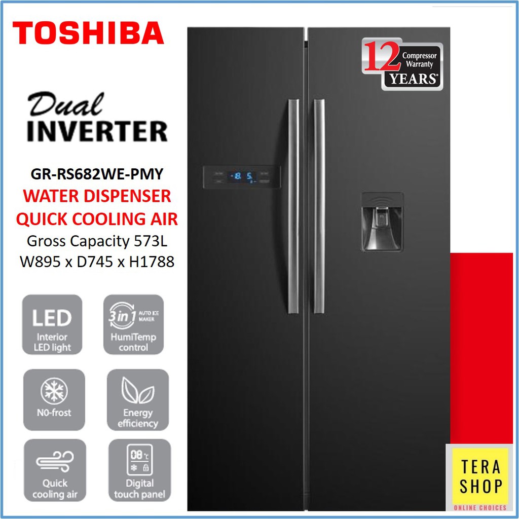 Toshiba GRRS682WEPMY Side by Side Inverter Refrigerator Water