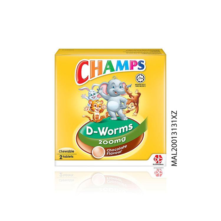*EXP 03/2023* Champs DWorms Tablet (1X2's) Chocolate Flavour 1 pek 2