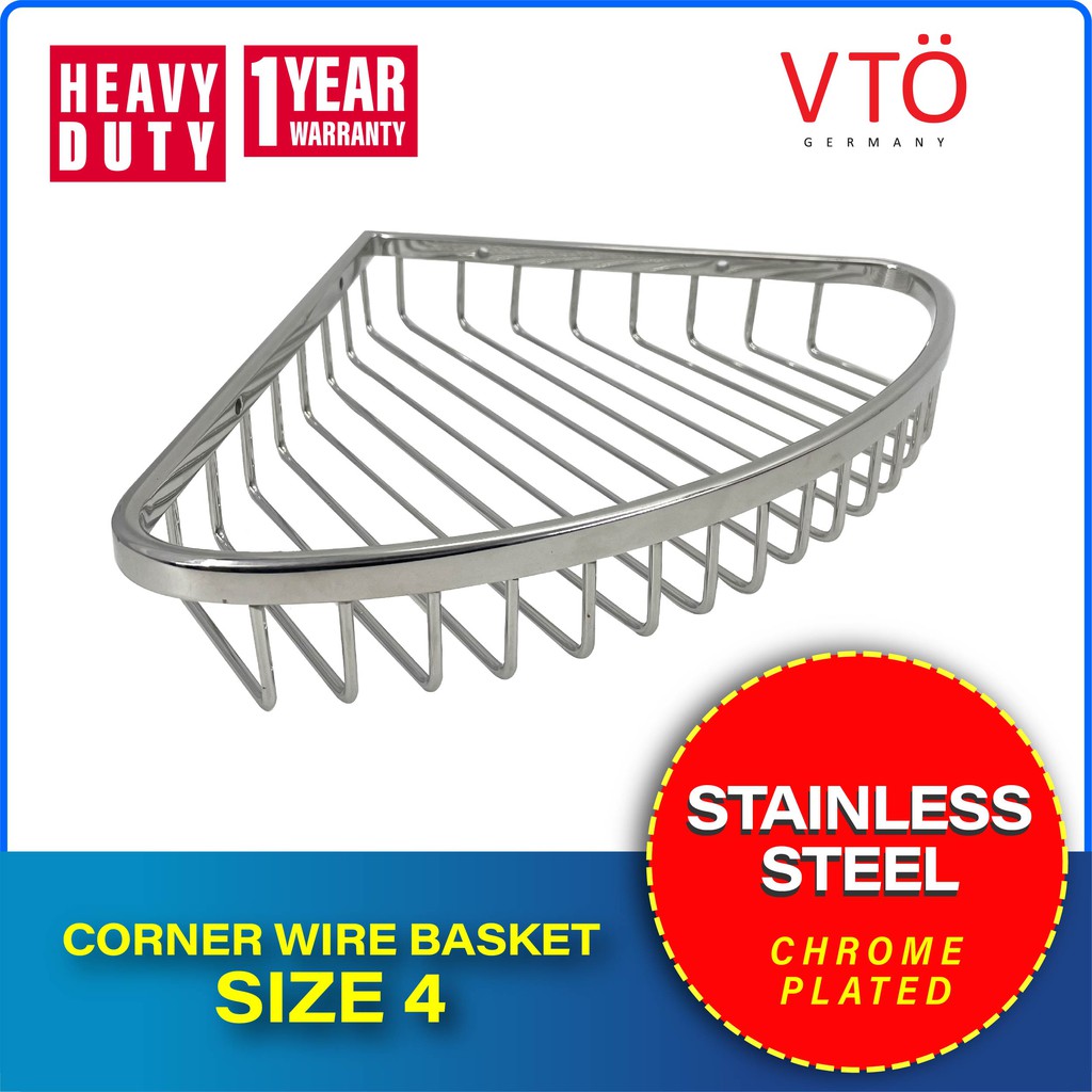 414105 VTO Corner Wire Basket Bathroom Storage Wall Corner Wire