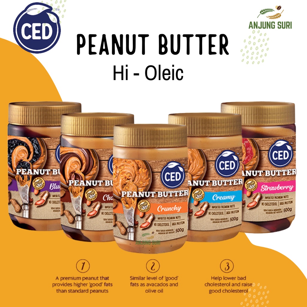 CED PEANUT BUTTER 500gm Chocolate / Blueberry / Strawberry Stripes