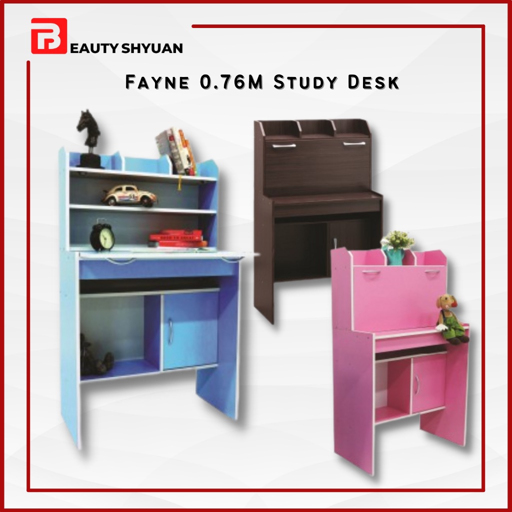 FAYNE 76cm Kids Study Table With Book Shelf Rack Study Desk Meja