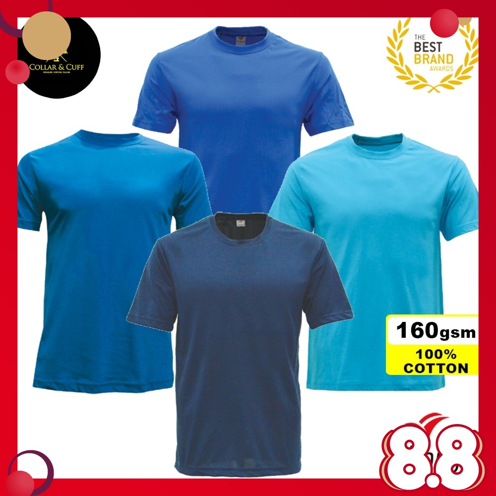 Lefonse Unisex Cotton Plain Round Neck Tshirt NAVY BLUE