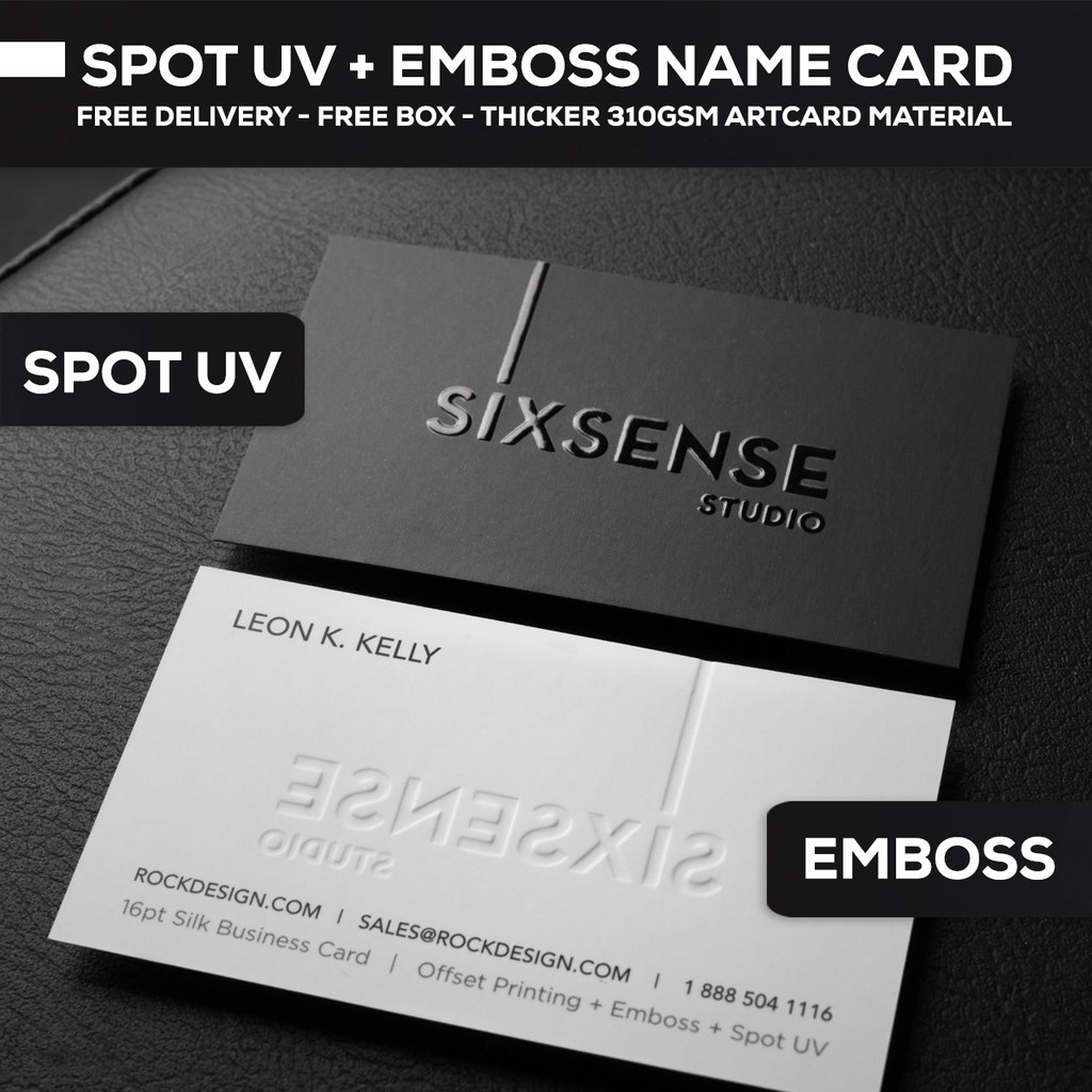 Spot uv embossed business card / name card printing on 310gsm Artcard