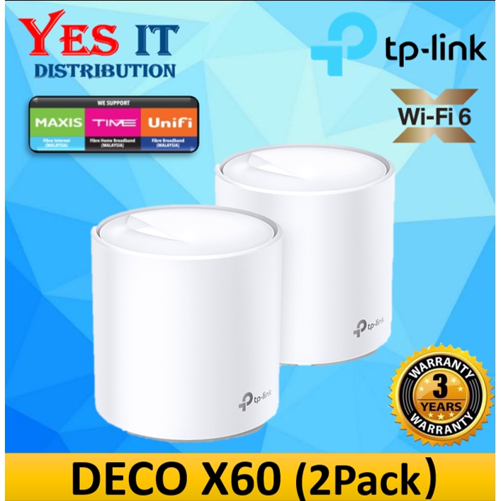 TPLink Deco X60 (2 Pack) AX3000 NextGen Dual Band Whole Home Mesh