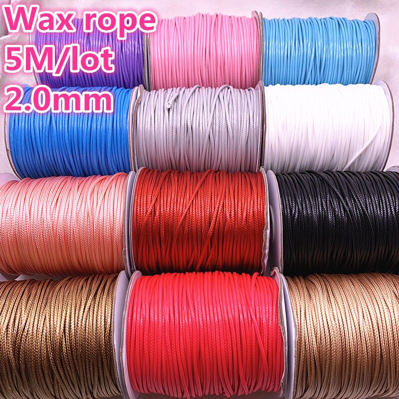 NEW 5Meters 2.0mm Waxed Cotton Cord Waxed Thread Cord String Strap