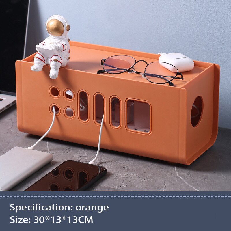 Rectangular Cable Storage Box Wire Management Socket Power Strip Cord