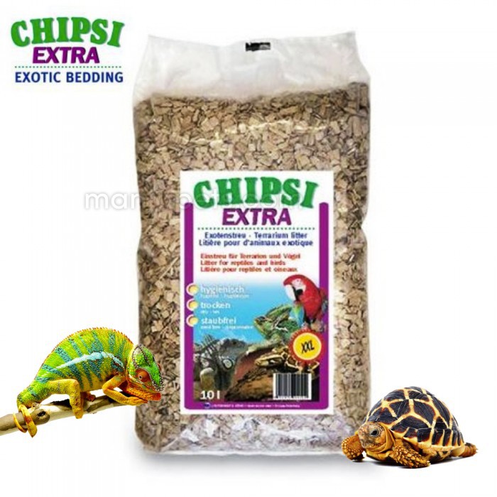 CHIPSI Large Beech Wood Bedding Chips Reptile Bird Terrarium Litter 10L