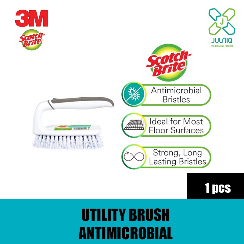 3M Scotch Brite Utility Brush All Purpose LongLasting Antimicrobial Surface Cleaning Bristles