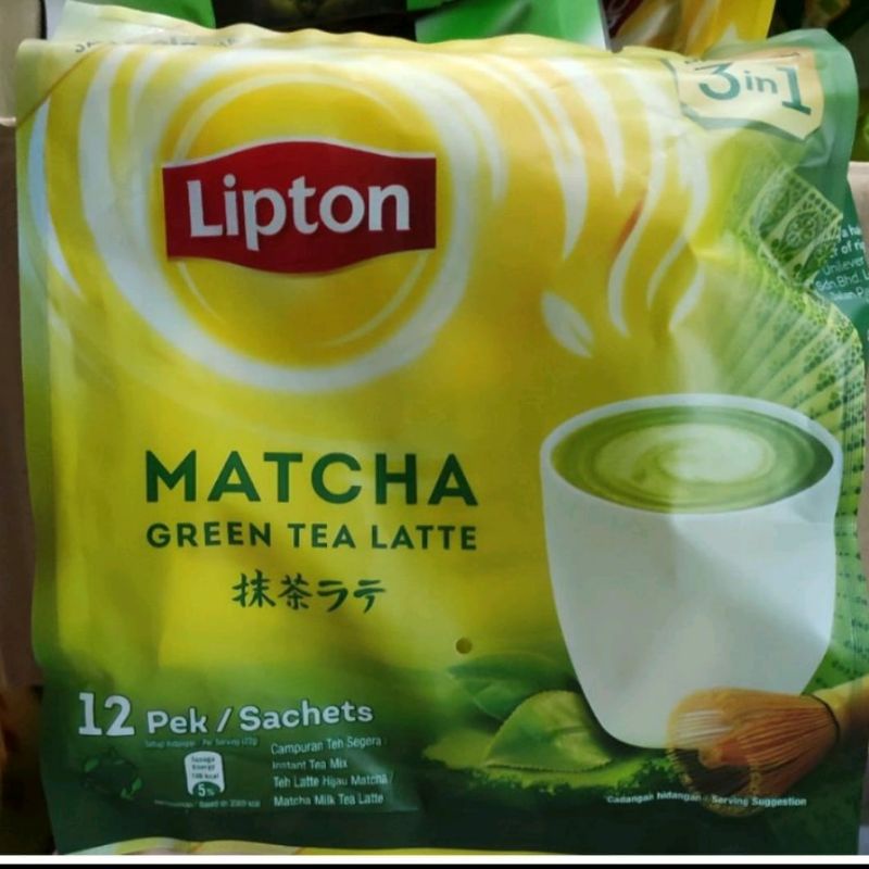 Lipton matcha Milk Tea latte 3 in 1 (12 sticks) Matcha Green Tea (07/