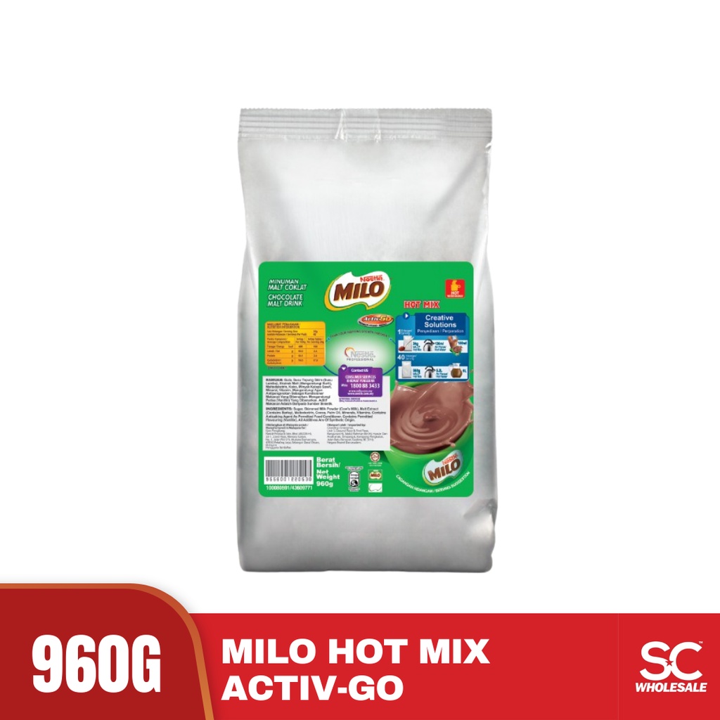 NESTLE Milo Hot Mix ActivGo Chocolate Malt Powder Premix 960g Shopee