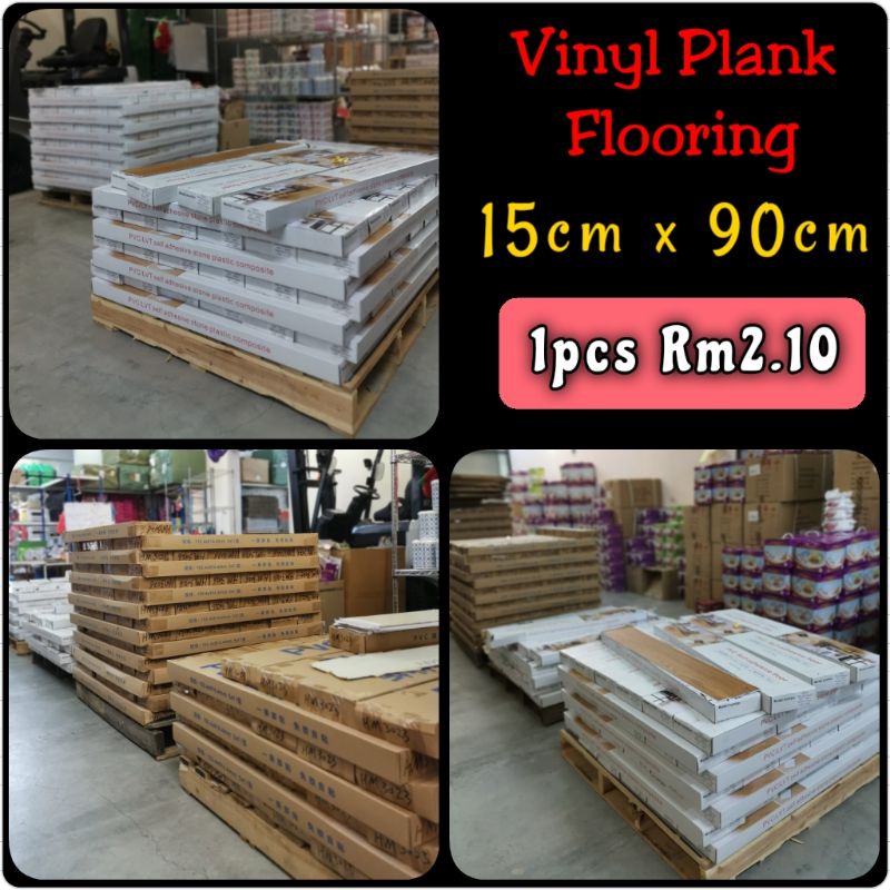 BTL 1Box 36pcs A BTL Planks Vinyl Flooring 15cm X 90cm Sticker Lantai