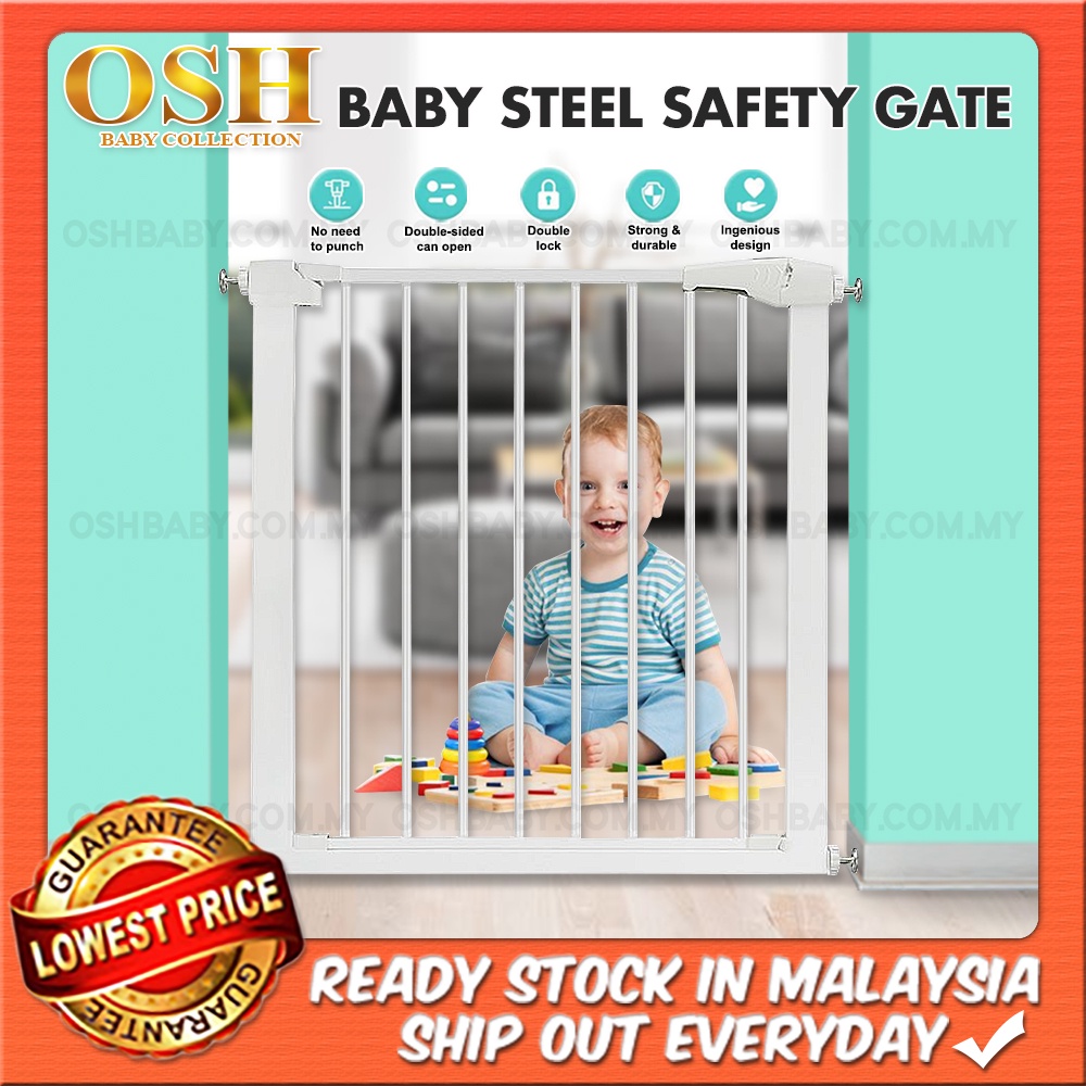 BABY STEEL SAFETY GATE Safety Lock Baby Gate Auto Lock Pagar Bayi Fit