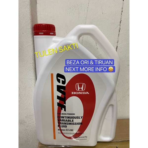 ORIGINAL HONDA CVTF >> GEAR OIL (3.5L) GENUINE HONDA INSIGHT JAZZ GD3