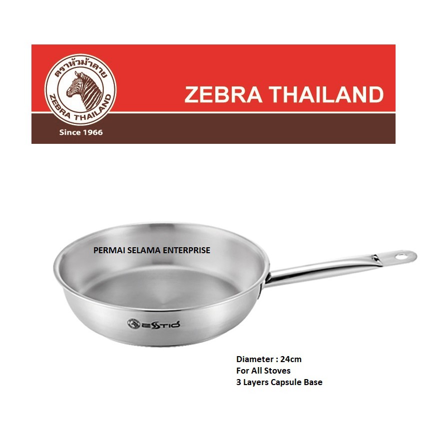100 Original Thailand Zebra Stainless Steel 24cm Frying Pan Estio Pro Z175091 175091 Shopee