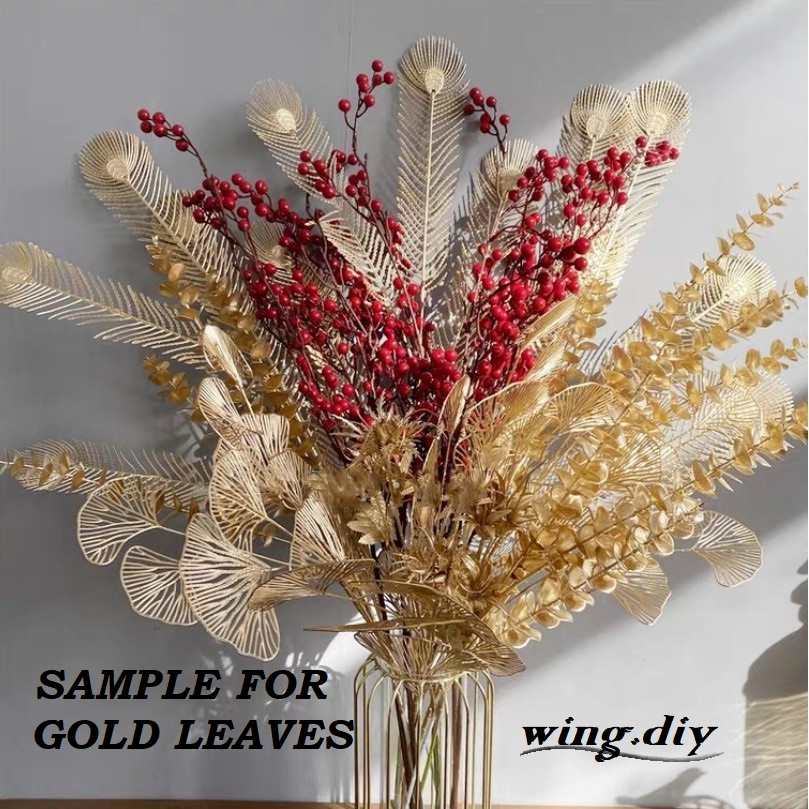 ARTIFICIAL GOLD LEAF / GOLD EUCALYPTUS / GINKGO BILOBA LEAF / GOLD
