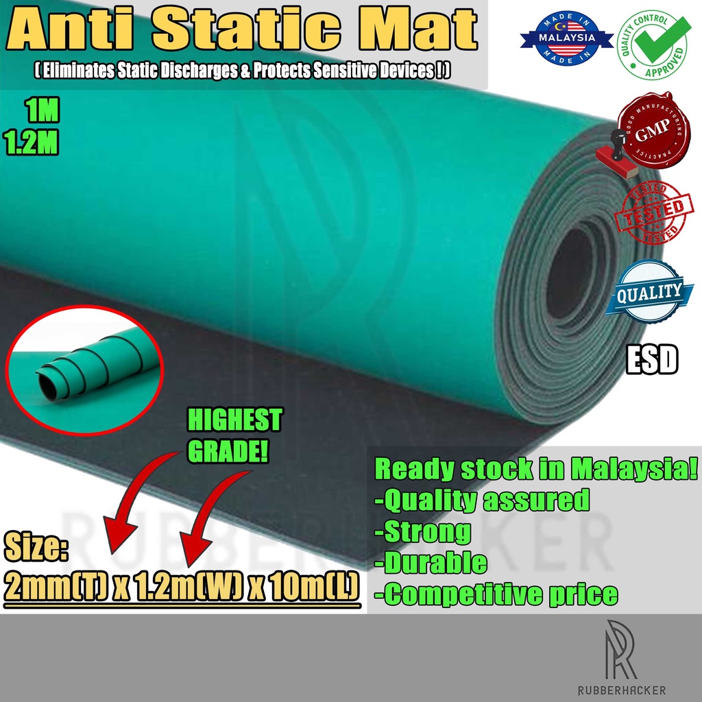 ESD AntiStatic Rubber Mat, rubber sheet, rubber mat (2mm x 1.2m x 10m