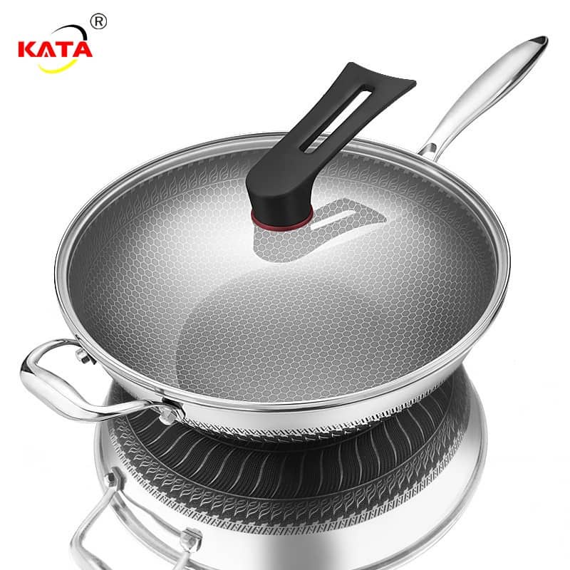 SUS316 Stainless Steel Double Sided Full Screen NonStick Wok