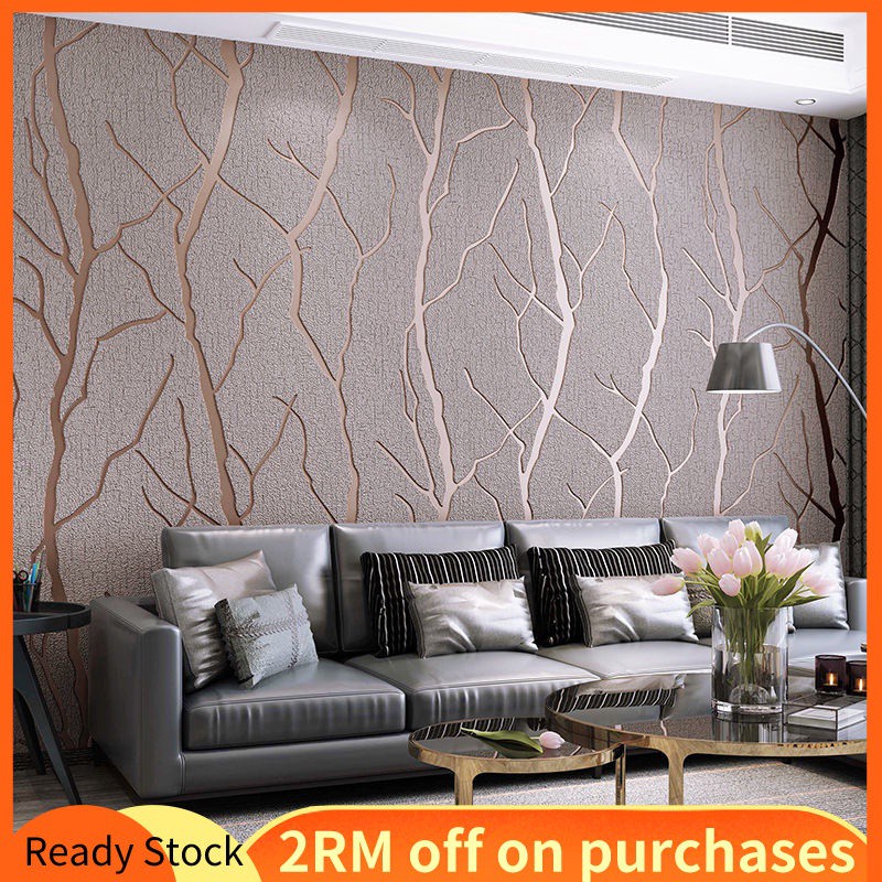 Modern simple line three dimensional velvet wallpaper thickening