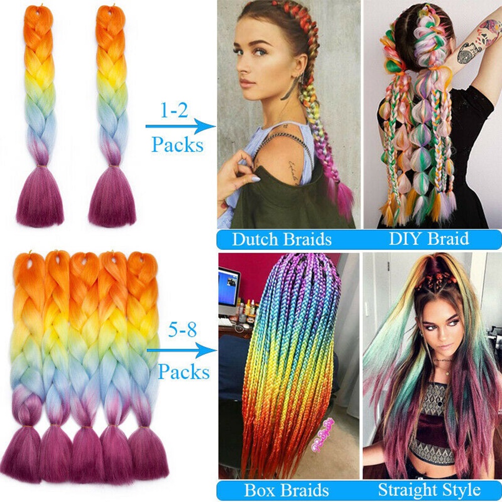 24" Synthetic Braiding Hair Ombre Braiding Hair Packs Jumbo Braid Hair
