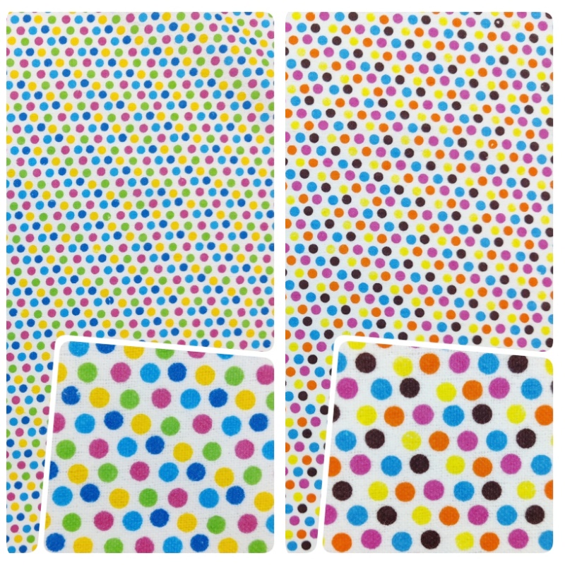 42" Cotton Flannel Fabric / Kain Cotton Flannel (Colorful Polkadot
