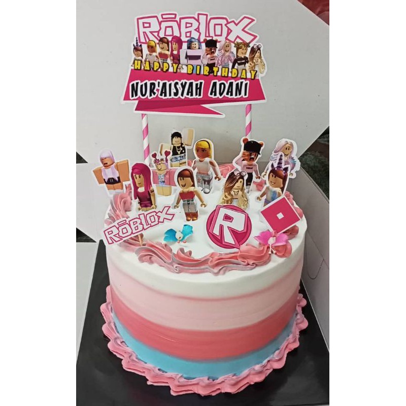 [CUSTOM NAME] Happy Birthday Cake Topper Roblox Girls