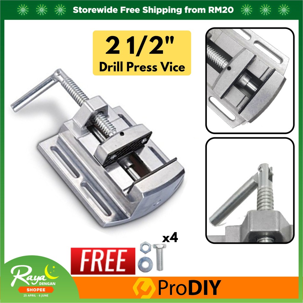 BG6258 2 1/2" Drill Press Vice FOC 4 Set 8mm X 20mm Bolt, Nut & Washer