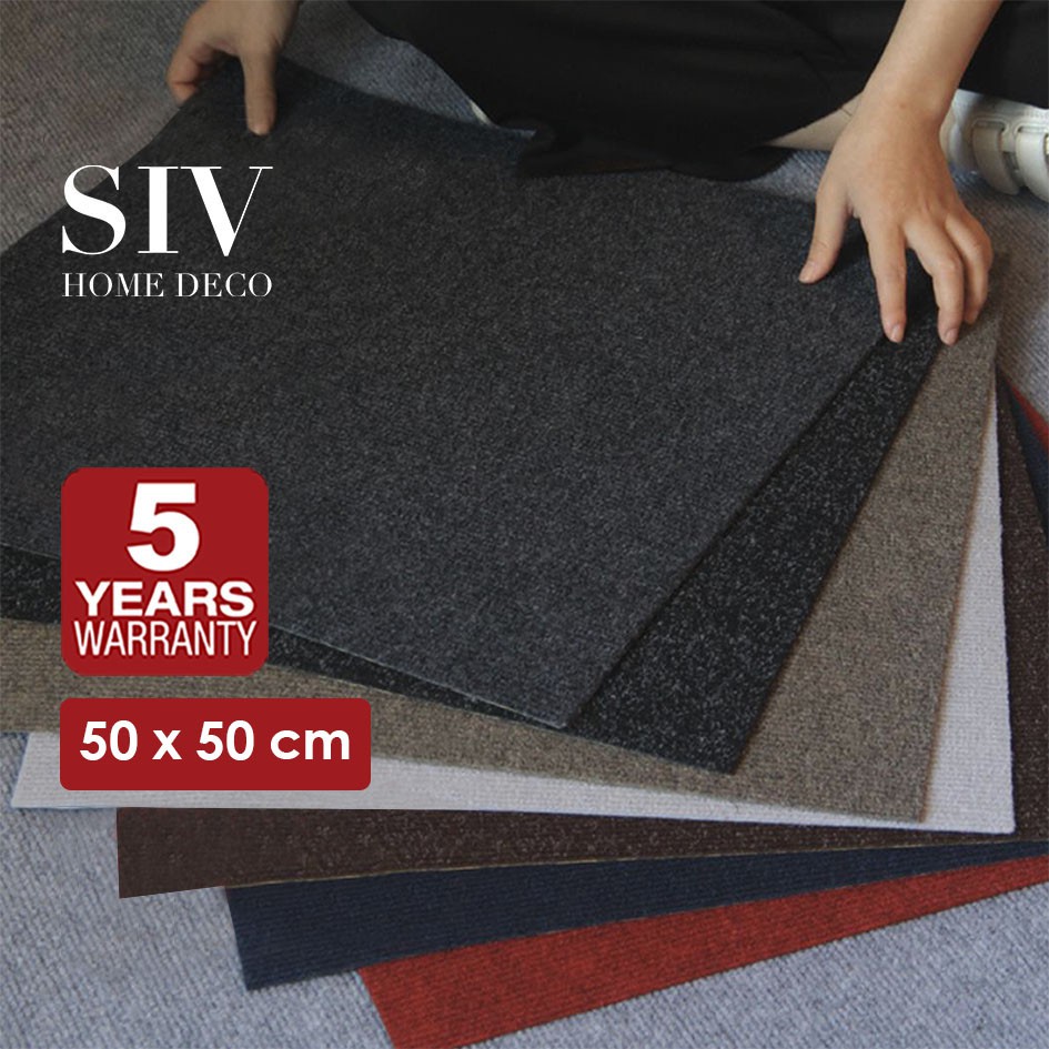 SIV 50x50x0.5 cm Selfadhesive Carpet Tiles Floor Mat For Home & Office
