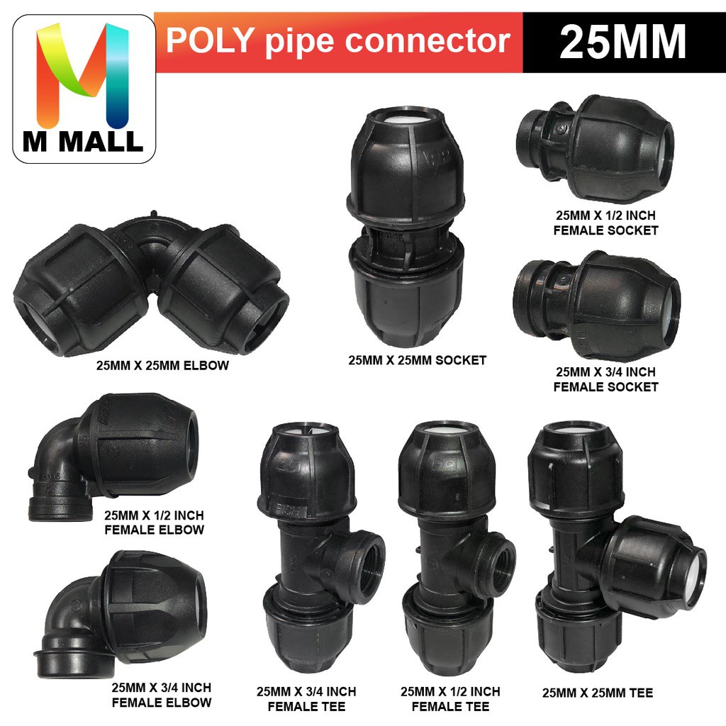 M MALL 25mm POLY PIPE FITTING HDPE FITTINGS Female Poly pipe Fitting Thread Polypipe 1 PCS