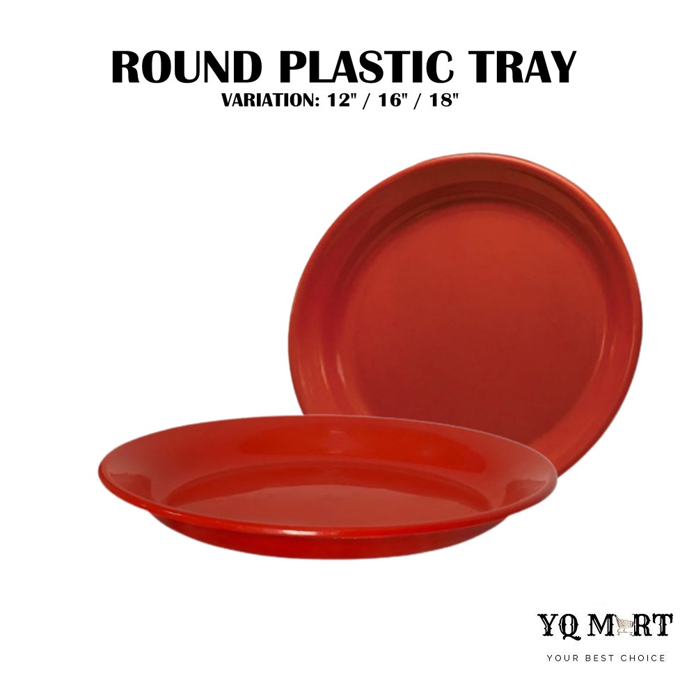 RED Round Plastic Tray/Serving Tray/Dulang Talam Plastik Bulat Shopee