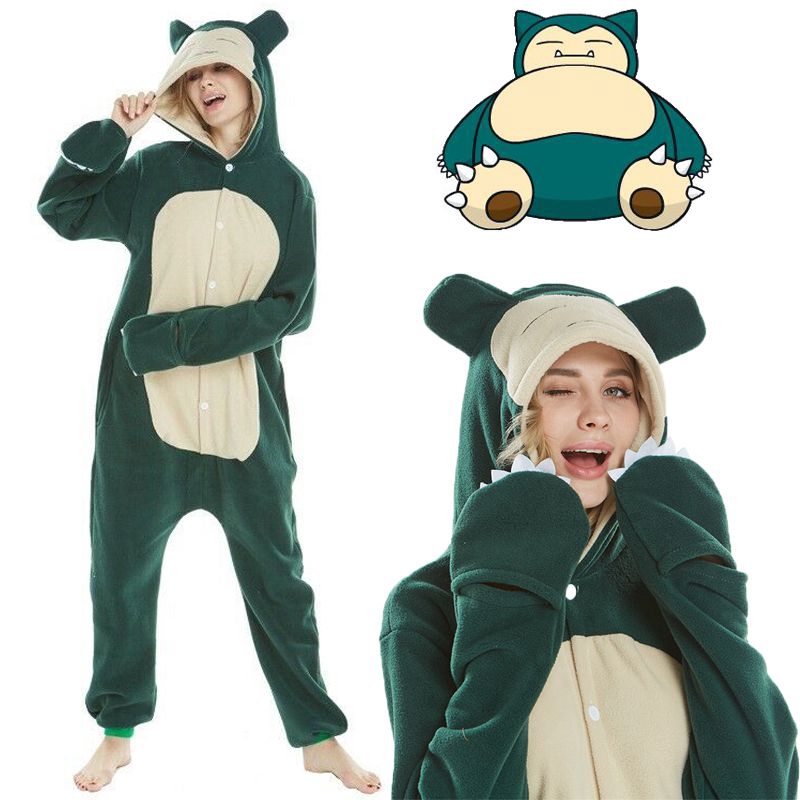Ready Stock Pokemon Kigurumi Anime Snorlax Cosplay Pajamas Jumpsuit