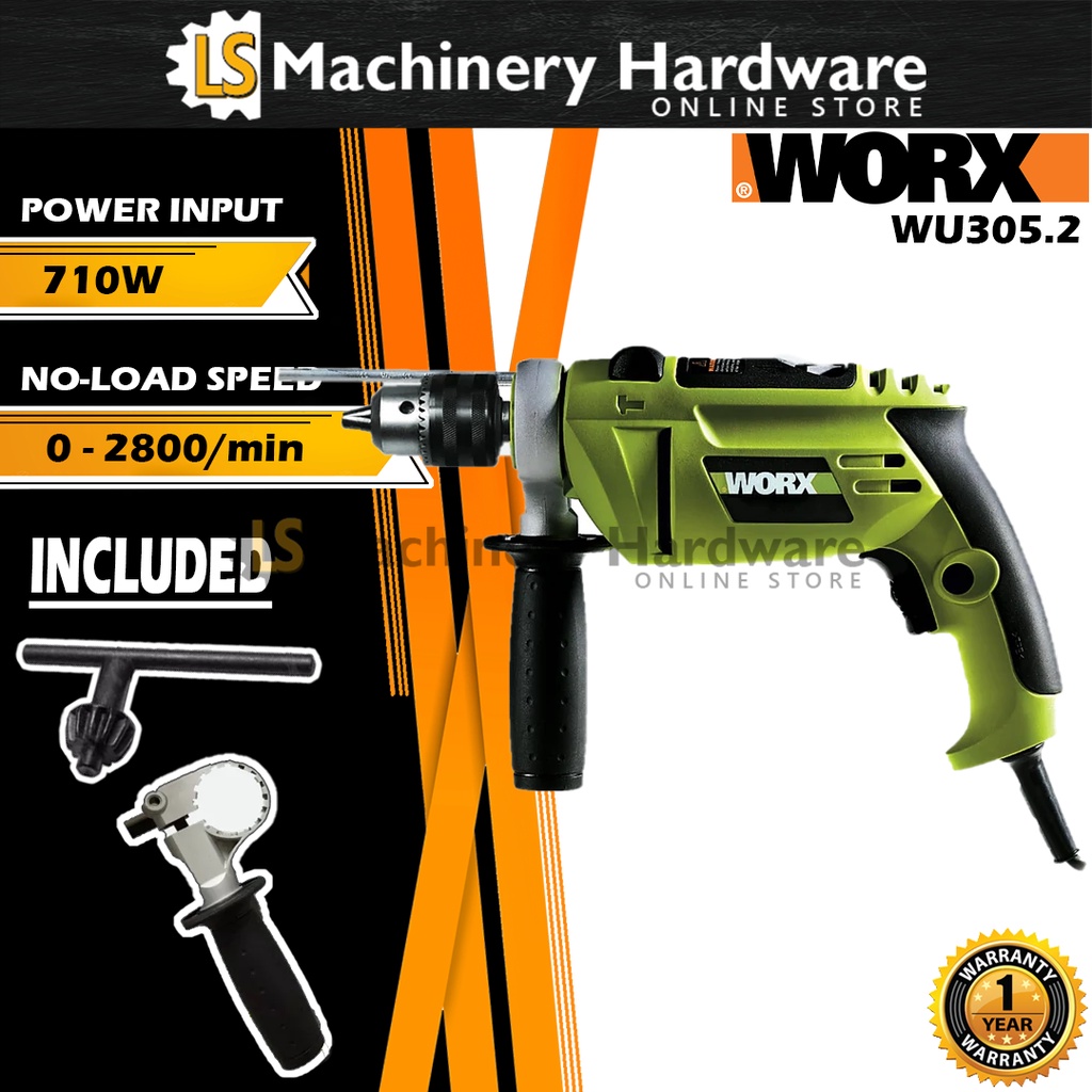 WORX WU305.2 Hammer Drill Impact Drill 710w 13mm 1 Year Warranty Shopee Malaysia