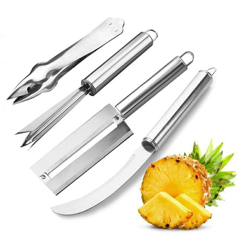 Pisau Buah 4pcs Stainless Steel Pineapple Knife Peeling Cane Eye VShaped Fork Shopee Malaysia