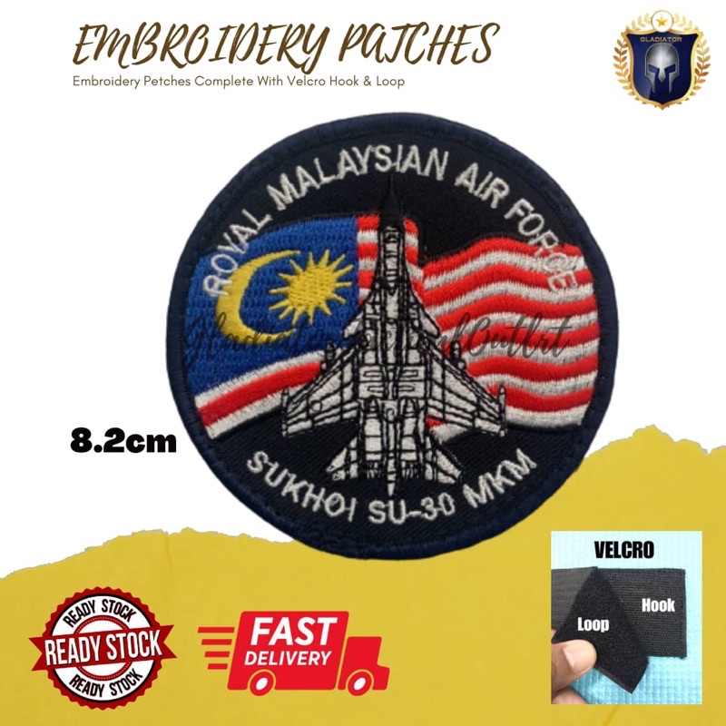 [Ready Stock] Embroidery Patches Complete Velcro Hook & Loop Sukhoi